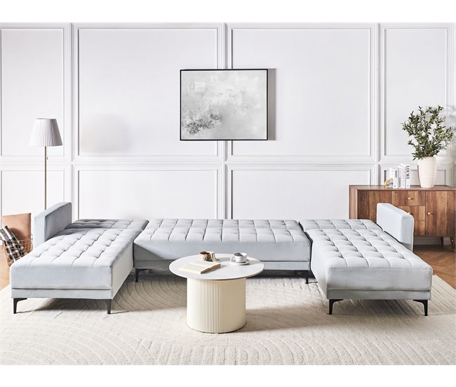 Beliani Sofá modular Terciopelo ABERDEEN Cinza Claro