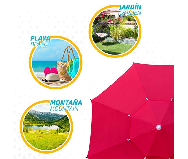 Guarda-sol octogonal de com teto duplo e proteção UV35 + Aktive Beach Vermelho