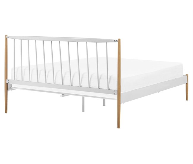 Beliani Cama com estrado Metal MAURS 167x209 Branco