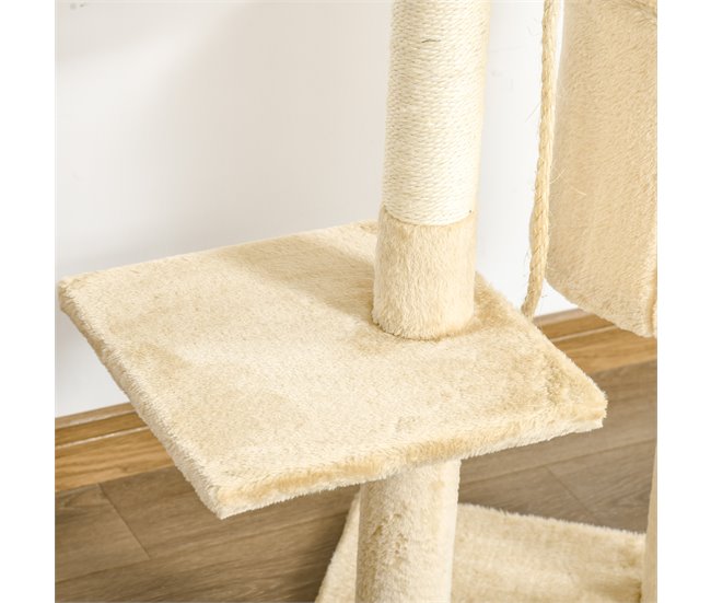 Arranhador para Gatos Aglomerado, Pelúcia e Sisal PawHut Bege