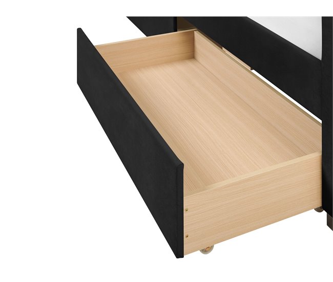 Beliani Cama de dia com arrumação Veludo MARRAY 98x214 Preto