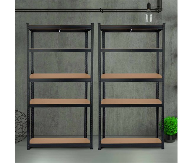 Pack 2 Prateleiras Modulares com 5 Prateleiras Ajustáveis ​​O91 Preto