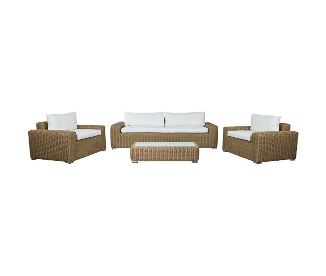 Conjunto de sofá e mesa Home ESPRIT Cristal Rotim sintético 248 x 85 x 80 cm