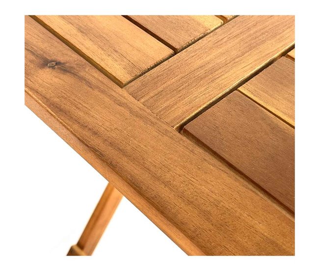 Conjunto de mesa e cadeiras dobráveis ​​de madeira para jardim Natural