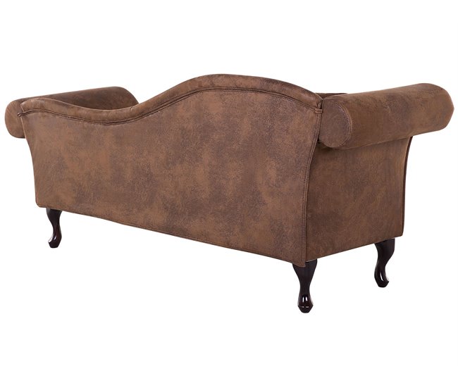 Beliani Chaise longue versão à esquerda Camurça sintética LATTES Castanho Claro