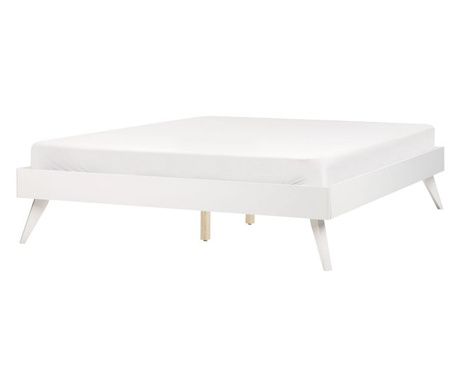 Beliani Cama com estrado MDF BERRIC 148x202 Branco