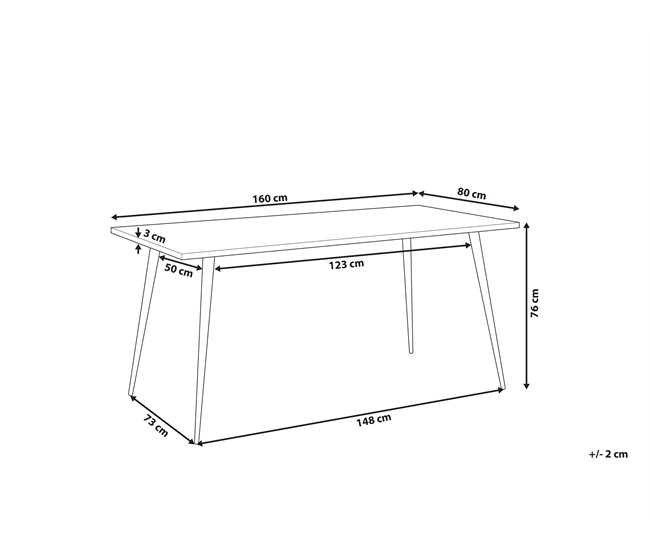 Beliani Mesa de refeições para 4 pessoas SANTIAGO 80x160 Branco