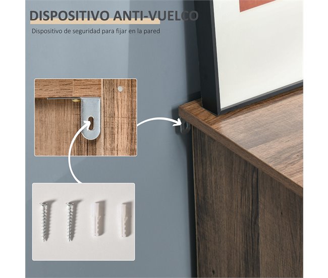 Aparador Melamina de Madeira, Metal HOMCOM 80 Cinza