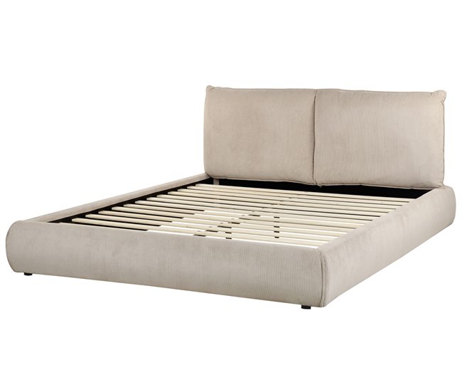 Beliani Cama com estrado Bombazine VINAY 176x233 Bege