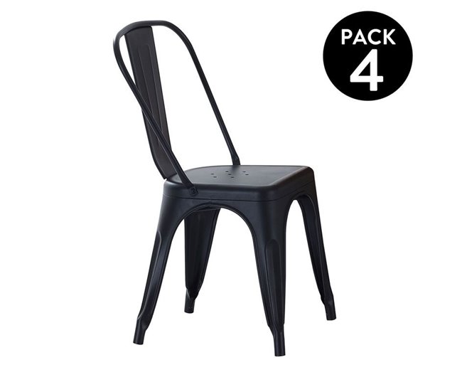  Conjunto de 4 cadeiras de jantar Tolix Preto