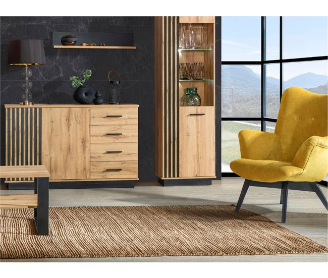 Aparador AMBIHOME MELO Preto/ Madeira