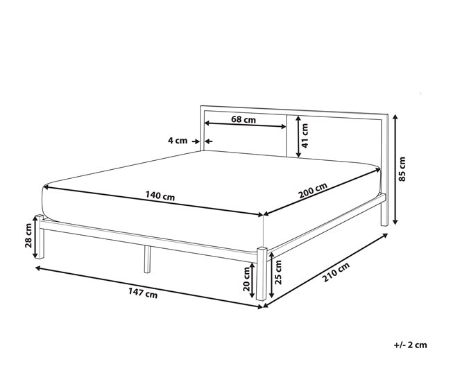 Beliani Cama com estrado Aço CLAMART 147x210 Bege