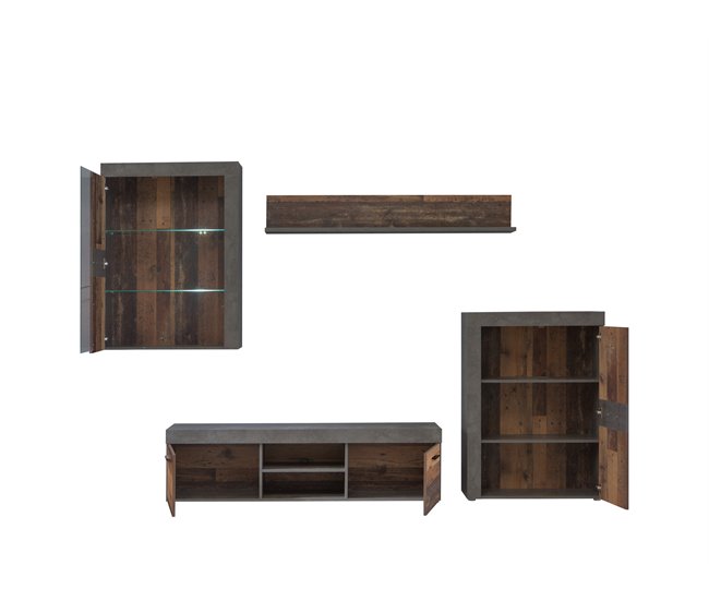 Móvel de Sala NELLEKE 3 peçes castanho/cimento Cimento