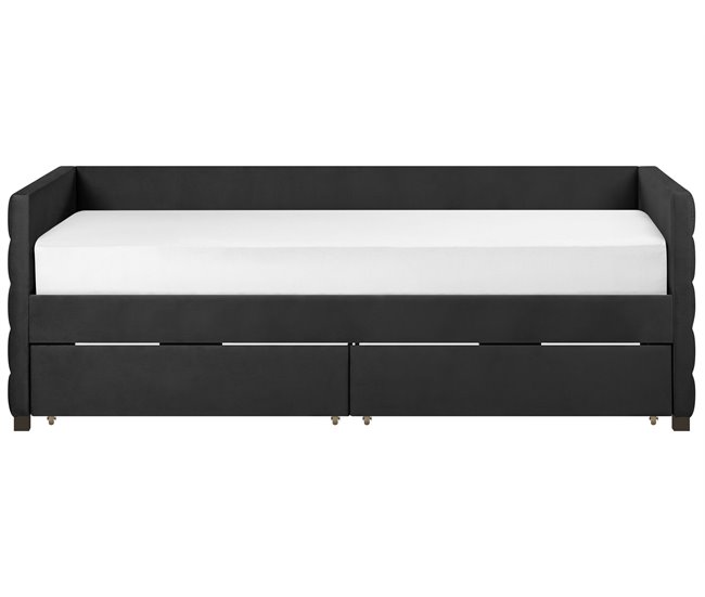 Beliani Cama de dia com arrumação Veludo MARRAY 98x214 Preto