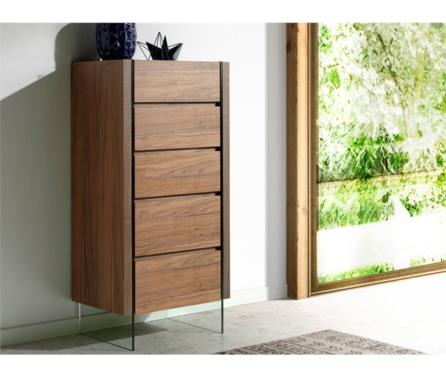 ANGEL CERDA Chiffonier em nogueira e vidro Transparente