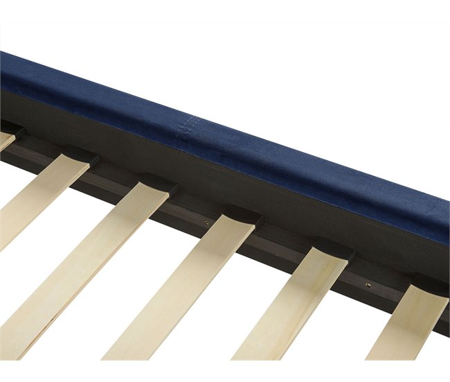 Beliani Cama com estrado Veludo VILLETTE 205x222 Azul Marino