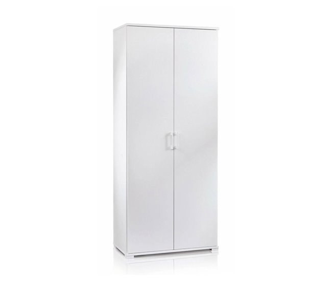 Armário multiuso com 2 portas com efeito madeira 90 Branco