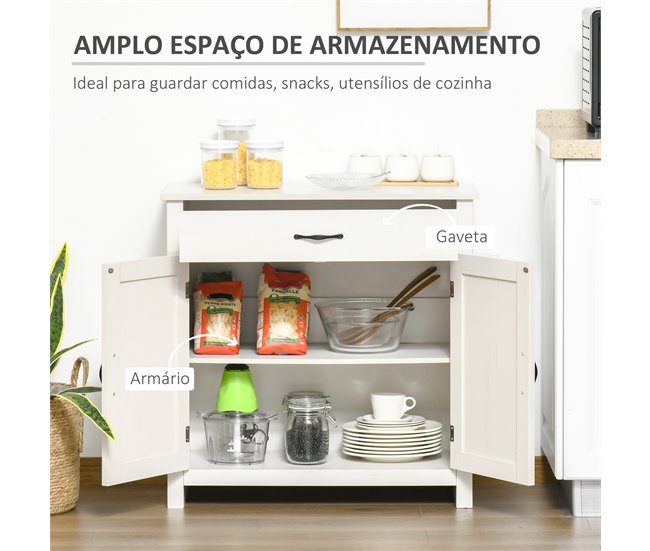 Aparador MDF, Melamina de Madeira HOMCOM Branco
