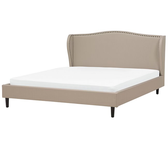 Beliani Cama com estrado Poliéster COLMAR 192x215 Areia