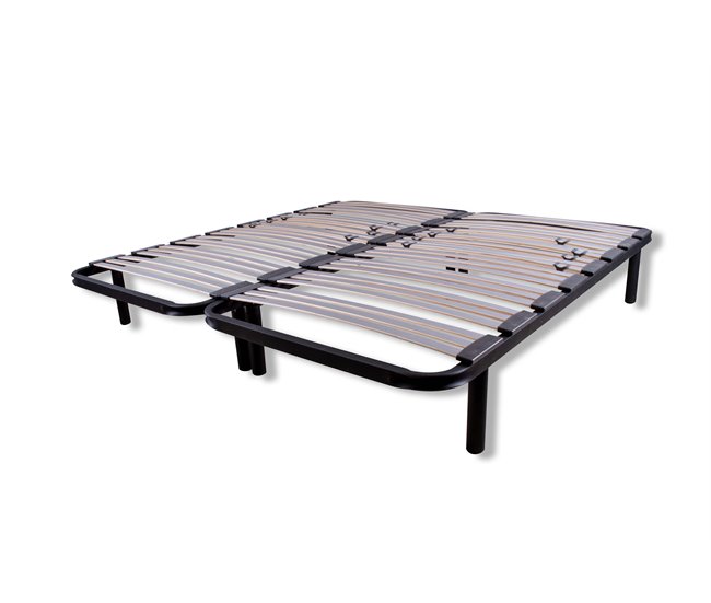 Base de cama com várias ripas em tubo de aço - apoio lombar com pernas 