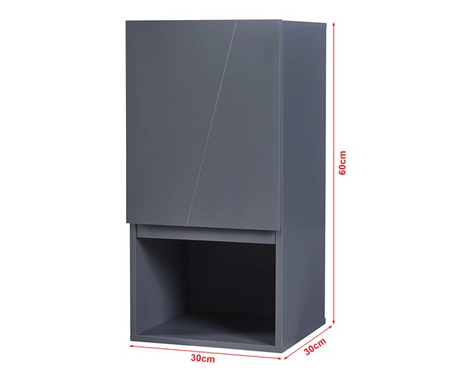 Armário de parede Overath com porta [en.casa] Cinza