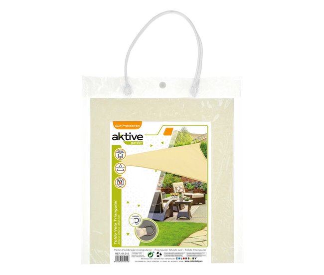 Toldo de sombra triangular Aktive Garden uv50 cor creme Creme