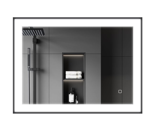 Espelho Casa de Banho com Iluminação Preto