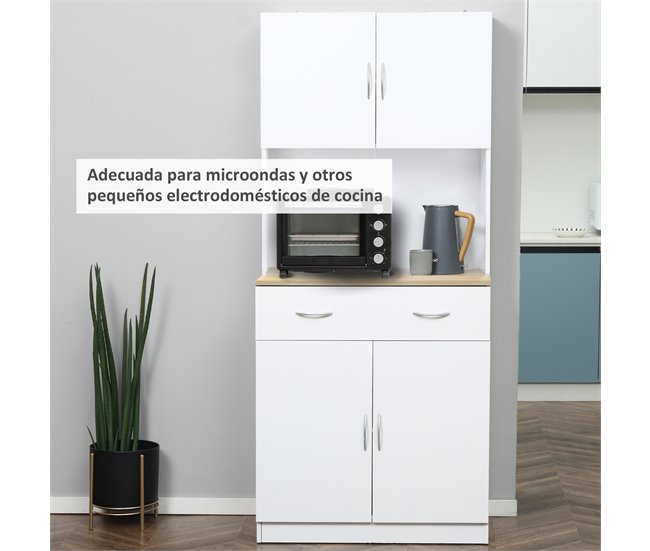 Armário de Cozinha Melamina de Madeira HOMCOM, casa - cozinha Branco