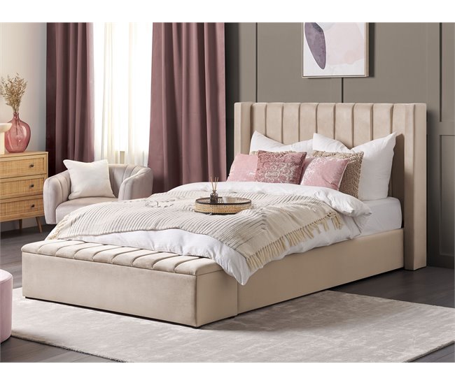 Beliani Cama de água Veludo NOYERS 190x247 Bege