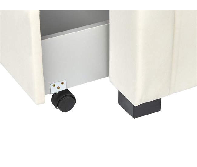 Beliani Cama com armazenamento Veludo LIEVIN 145x217 Creme
