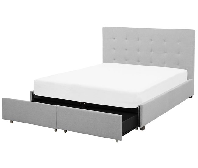 Beliani Cama con cajones Poliéster LA ROCHELLE 193x213 Castanho