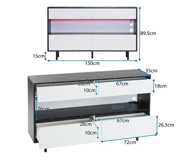 Aparadores Branco/ Preto