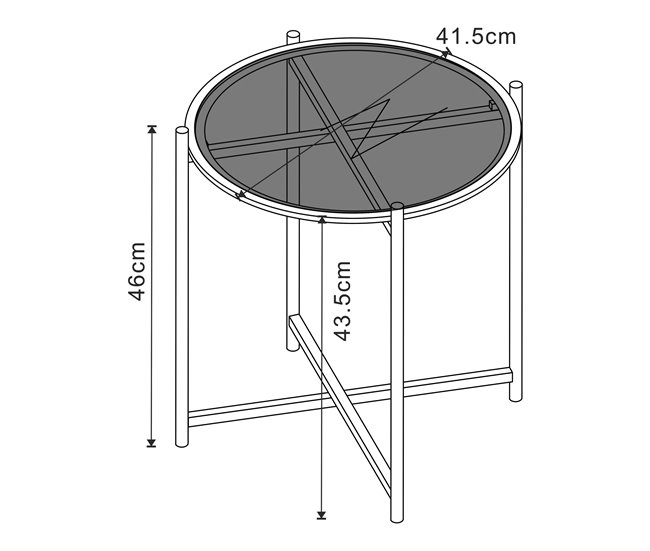 Mesa lateral redonda de metal em vidro temperado Lier [en.casa] Preto