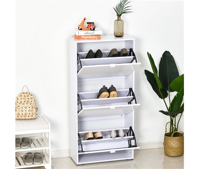 Armário de Sapatos Placa de partícula de classe E1 HOMCOM 60 Branco