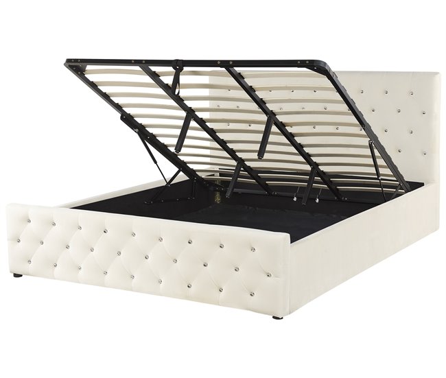 Beliani Cama com estrado Veludo AMIENS 191x217 Bege