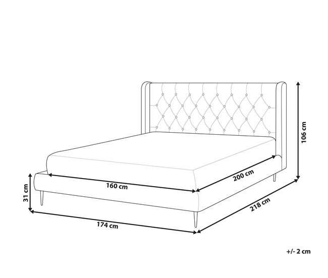 Beliani Cama com estrado Veludo FORBACH 174x218 Cinza