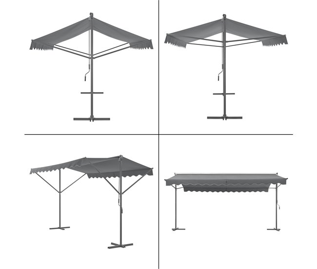 Toldo de pé Selenizza impermeável com manivela manual 600x300 Cinza Escuro