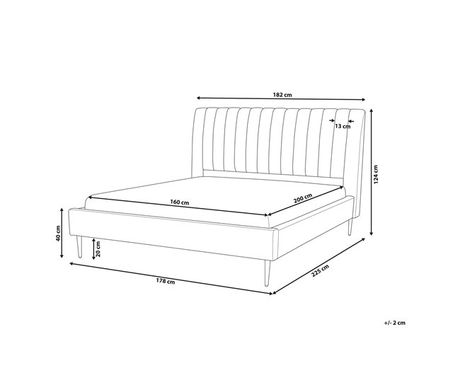 Beliani Cama com estrado Veludo MARVILLE 182x225 Areia