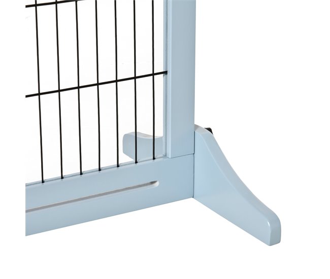 Barreira de Segurança para Cães Madeira de Pinho e Aço PawHut Cinza