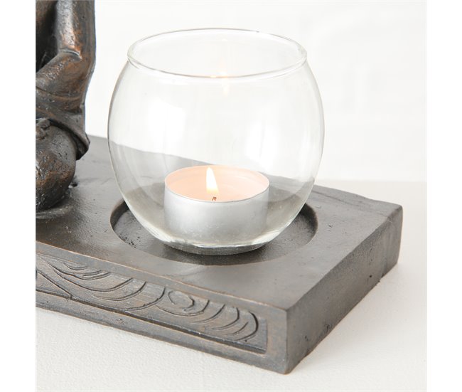 Porta-velas BUDDHA cor castanho Castanho