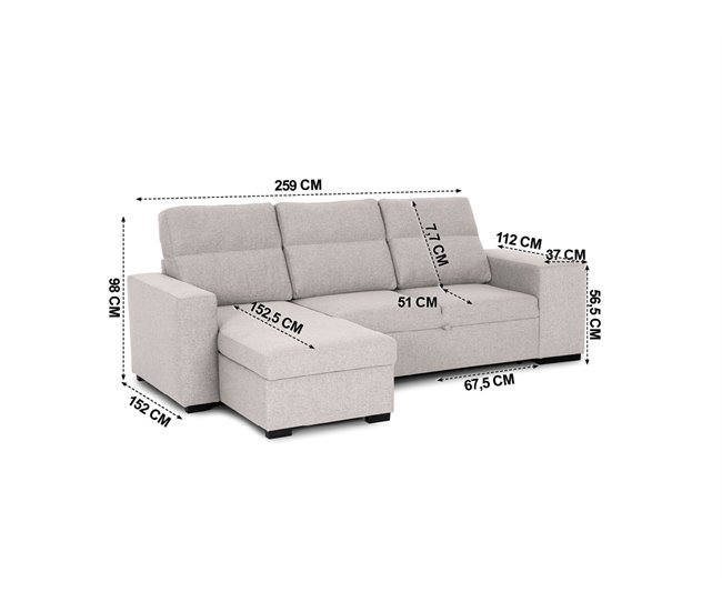 Chaise longue com cama HARRISON Bege