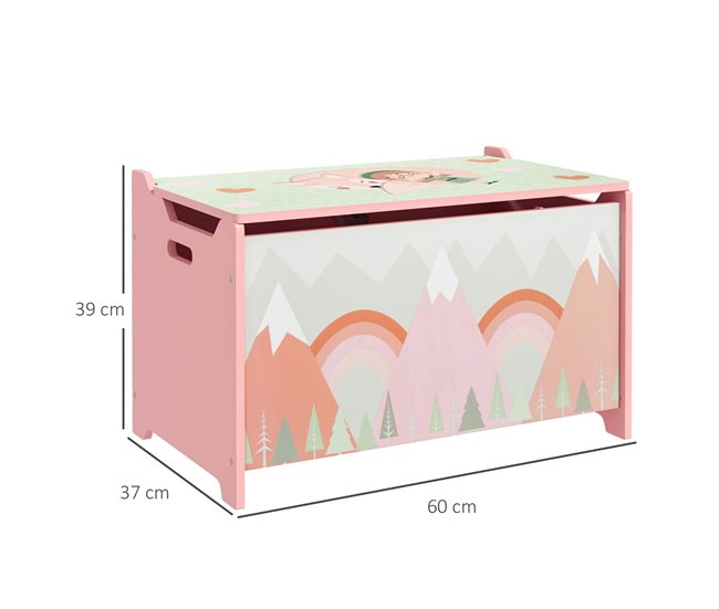 Baú de Brinquedos MDF ZONEKIZ 37 Rosa