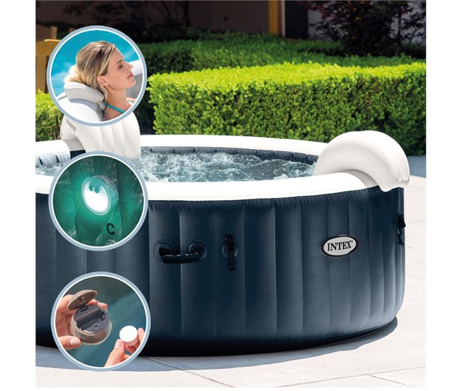 Spa jacuzzi inflável INTEX 4 pessoas Bubble Massage Navy Azul