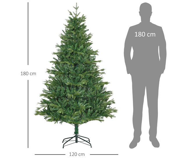 Árvore Natal Artificial PE, PVC, Metal HOMCOM, casa - natal Verde