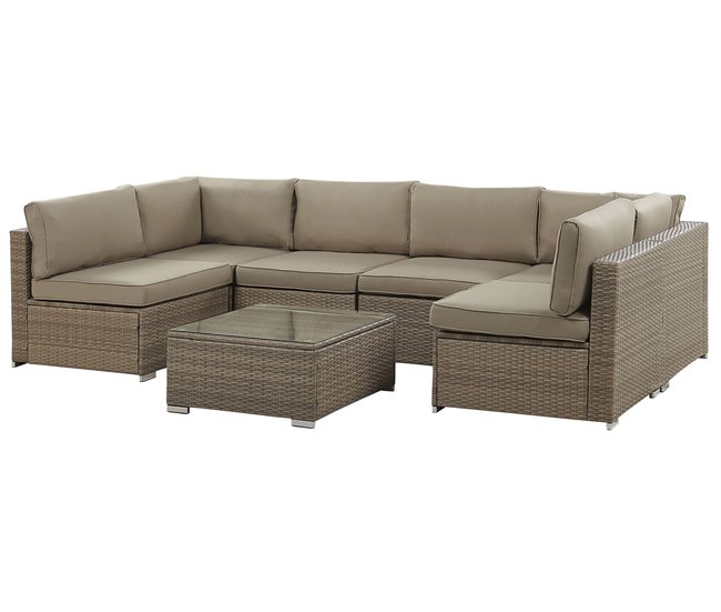 Beliani Conjunto lounge BELVEDERE Castanho