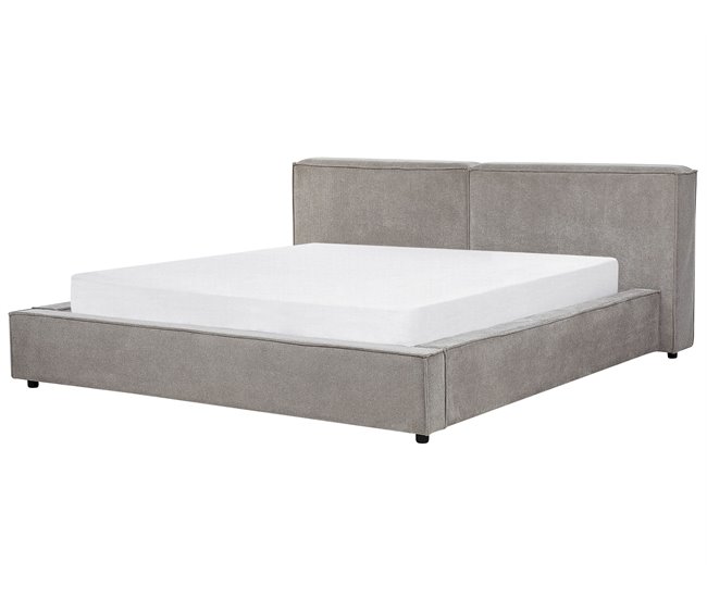Beliani Cama Poliéster LINARDS 230x242 Castanho Claro