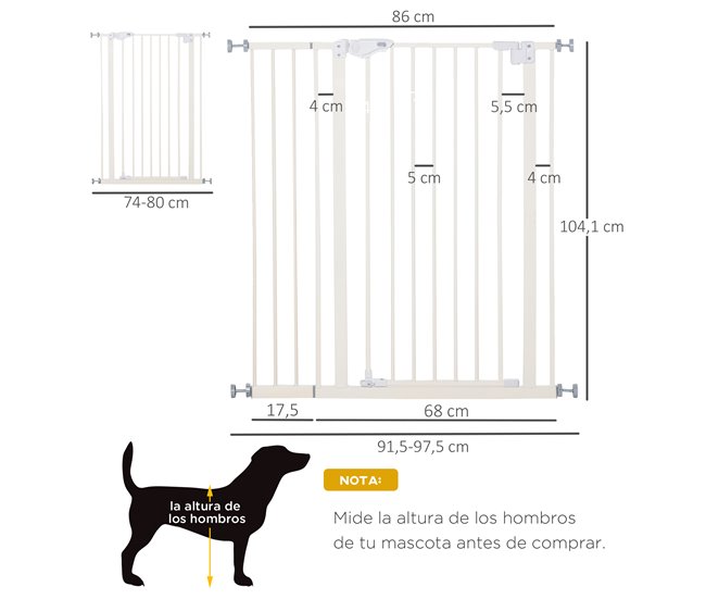 Barreira de Segurança Metal e Plástico PawHut Branco