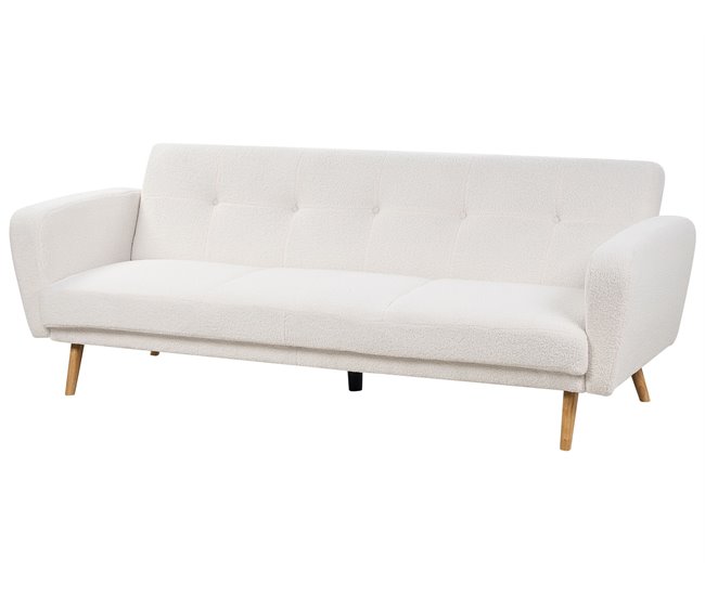 Beliani Sofá de 3 lugares Bouclé FLORLI Branco/ Bege