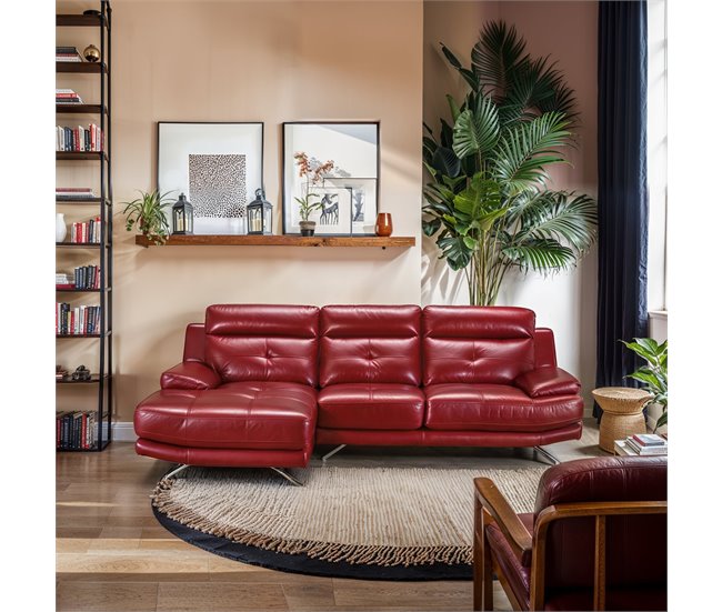 Chaise longue de pele HAWAI Vermelho