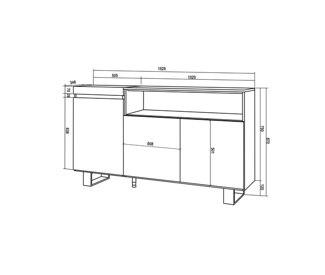 Aparadores para sala 150 Branco/ Preto